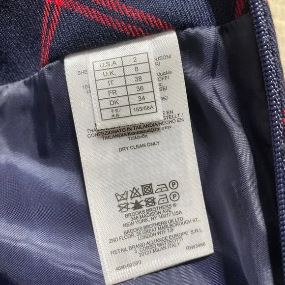 Brooks‎ Brothers Red Fleece Womens Plaid Wool Ruffle Front Skirt Size 2 Blue Red - Picture 10 of 13